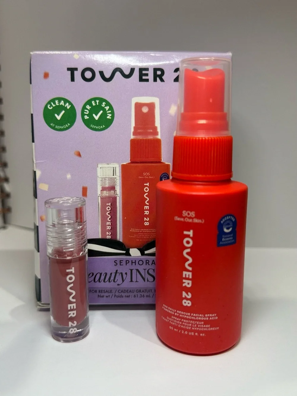 Tower 28 SOS Facial Spray & Lip Gloss Set - Red